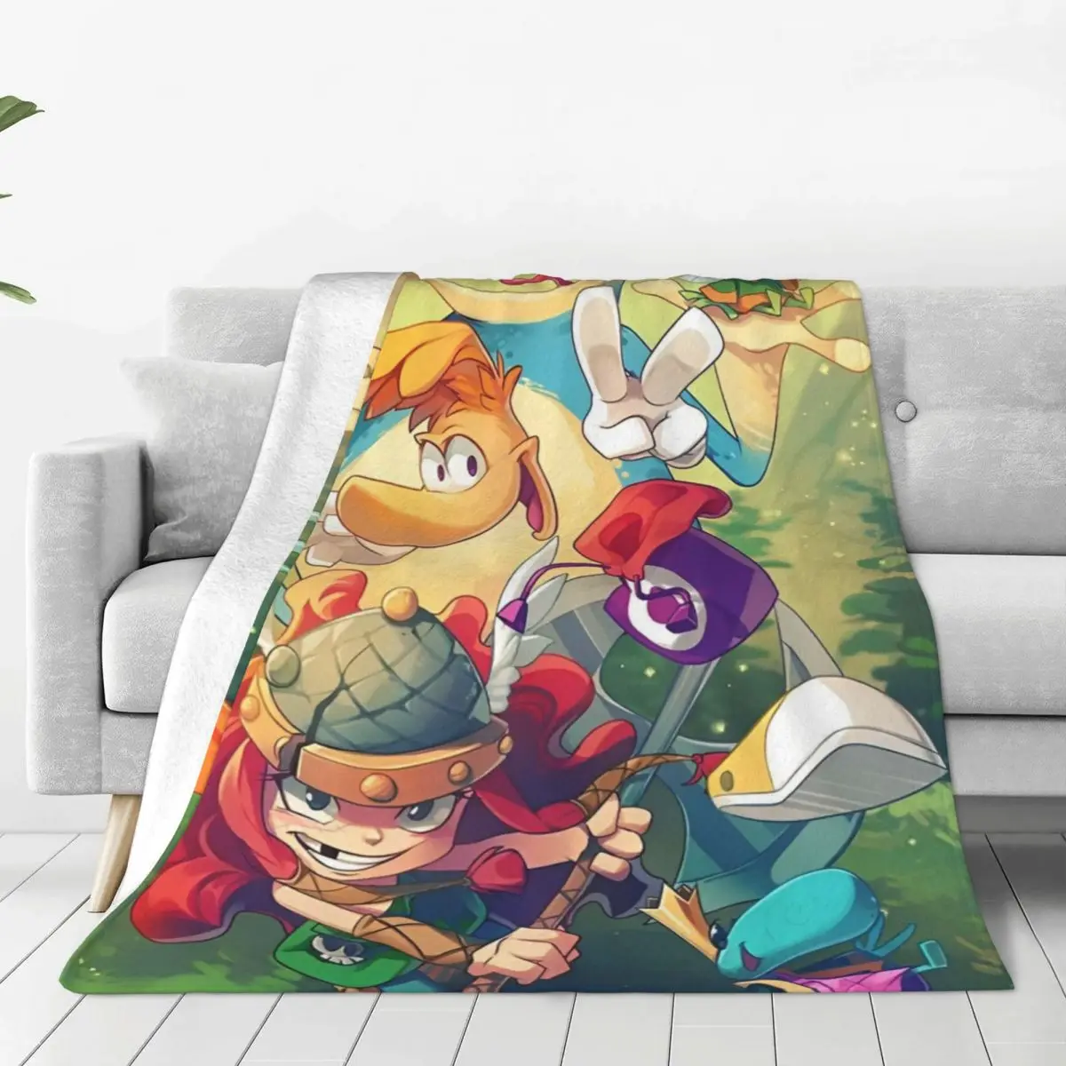 Rayman Advanture Game Cartoon Blankets Funny Art Flannel Awesome Warm Throw Blanket for Bedding Lounge Decoration Office