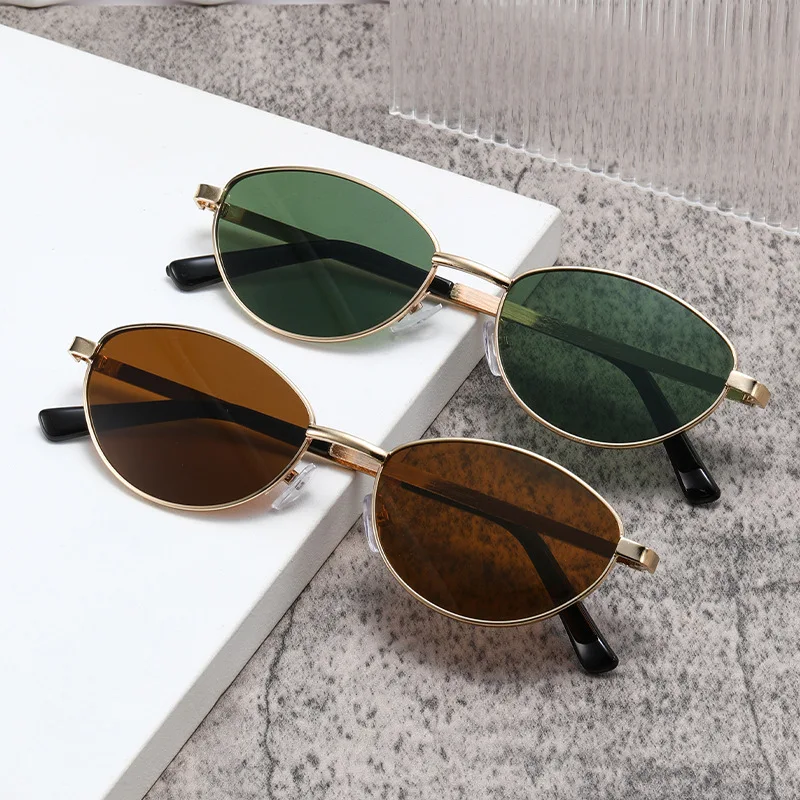 Metal Cat's Eye Sunglasses Rectangle Fashion Popular Women Men Shades Sun Glasses For Female Male Summer Traveling Oculos