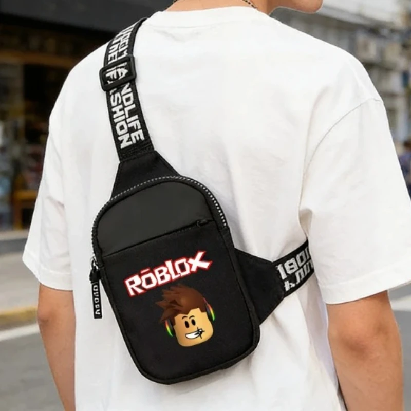 Fashion ROBLOXS Series Cartoon Figure Print Mini Mobile Phone Single-shoulder Bag Lightweight Sporty Crossbody Bag Friend Gift