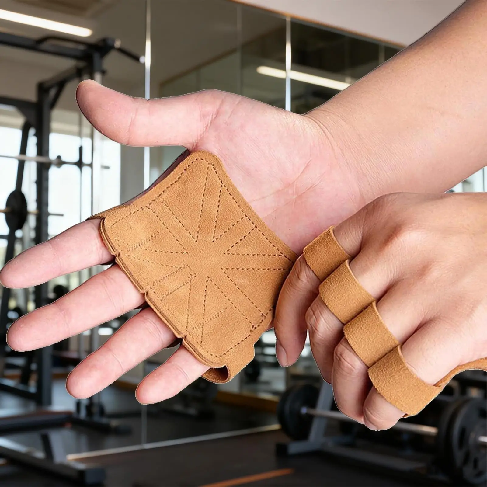 

Gym Hand Grips Leather Hand Wraps Protectors 1 Pair Fitness Lifting Gym Hand Pads For Men Women Exerciser Fitness Weightlifting