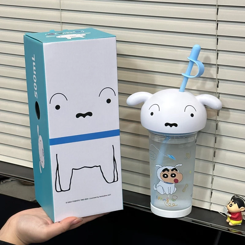 Crayon Shin-Chan Cute Big Head Cup 500-600ml Anime Heat-Resistant Plastic Water Cup Student Large Capacity Portable Straw Cup