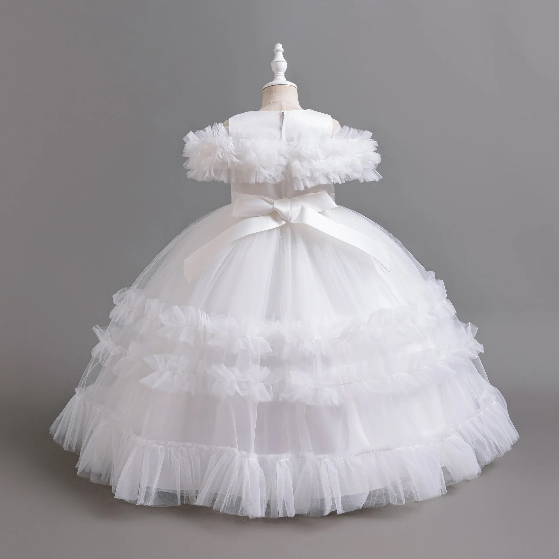 

Girl's formal dress sleeveless princess dress summer children's stylish performance flower girl wedding dress fluffy skirt