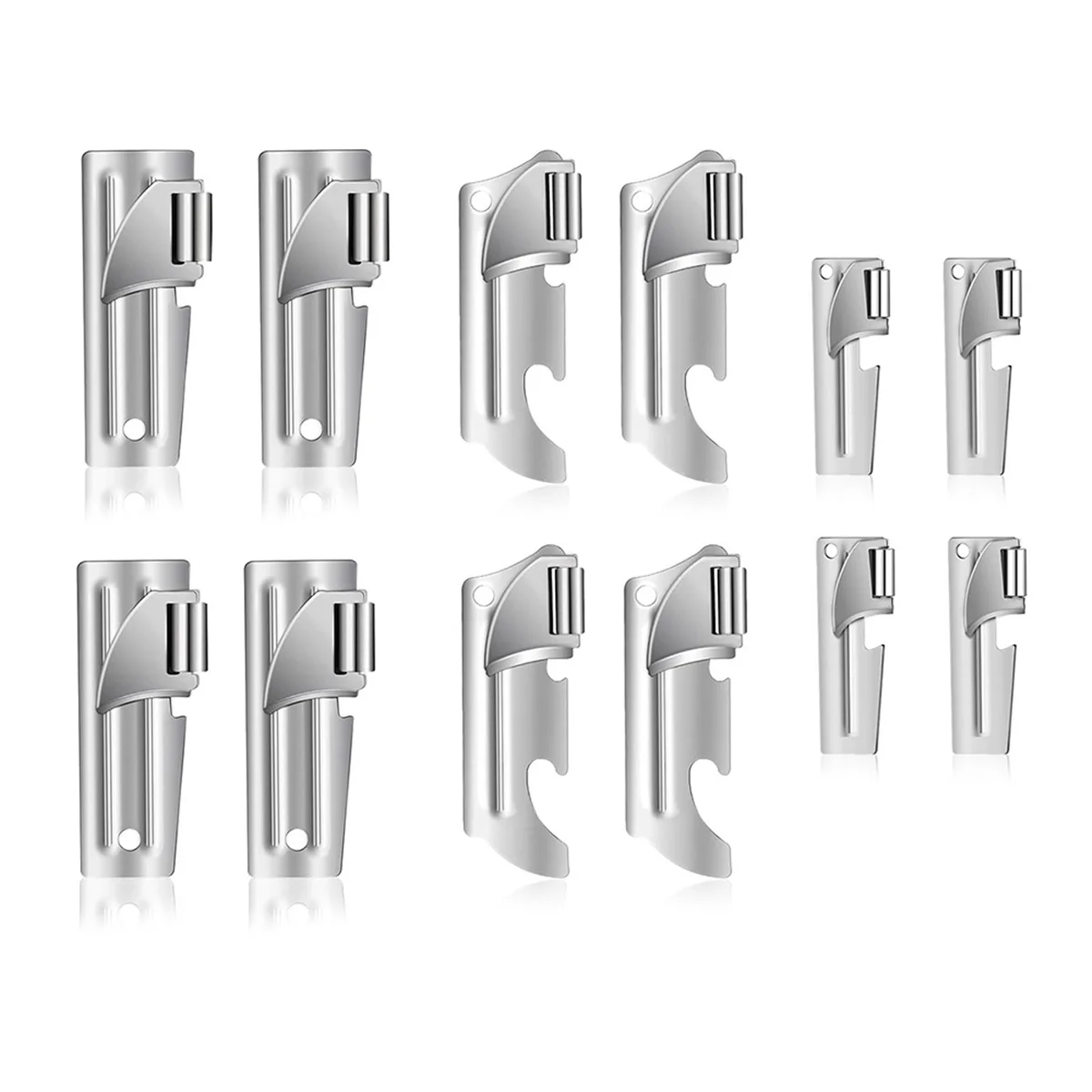 12 Pieces Can Openers, Camping Can Openers with Key Rings, P-38, P-51 and P-57 Stainless Steel, Portable Can Opener