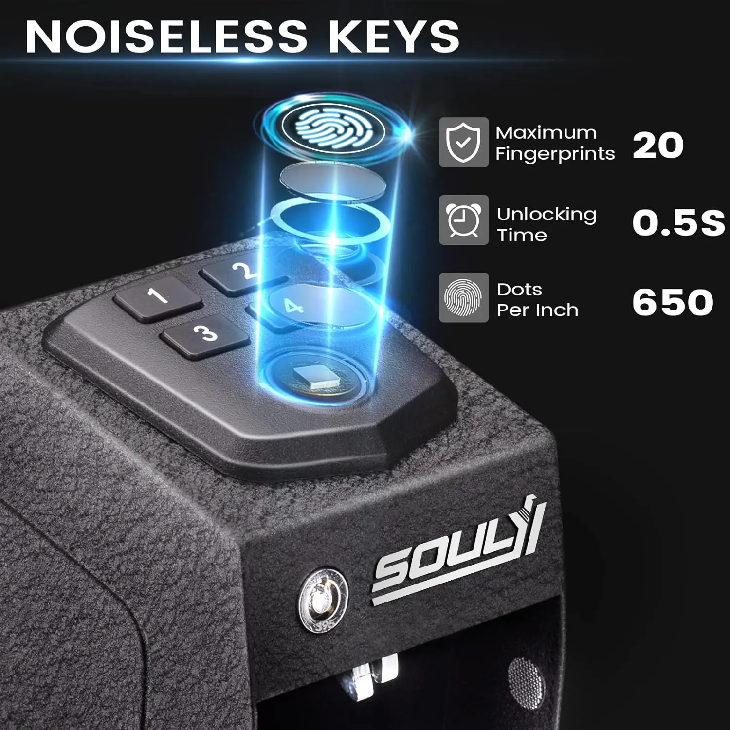 Mounted Biometric Gun Safe For Pistols, Auto Open Handgun Safe, Pistol Safe With Fingerprint Keypad Key Quick Access For Guns St