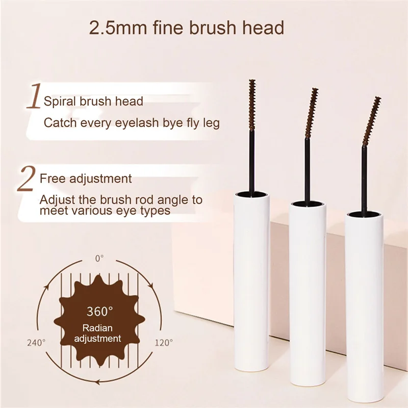 Ultra-fine Mascara Curl Thick Lengthening Eyelash Mascara Waterproof Non-smudge Brown Natural Curling Fine Brush Mascara Makeup