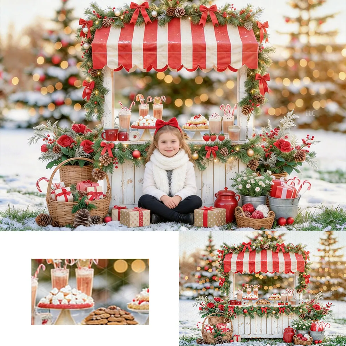 Christmas Candy Stripe Sweet Stand Backdrop Kids Adult Photography Props Child Baby Photocall Backgrounds