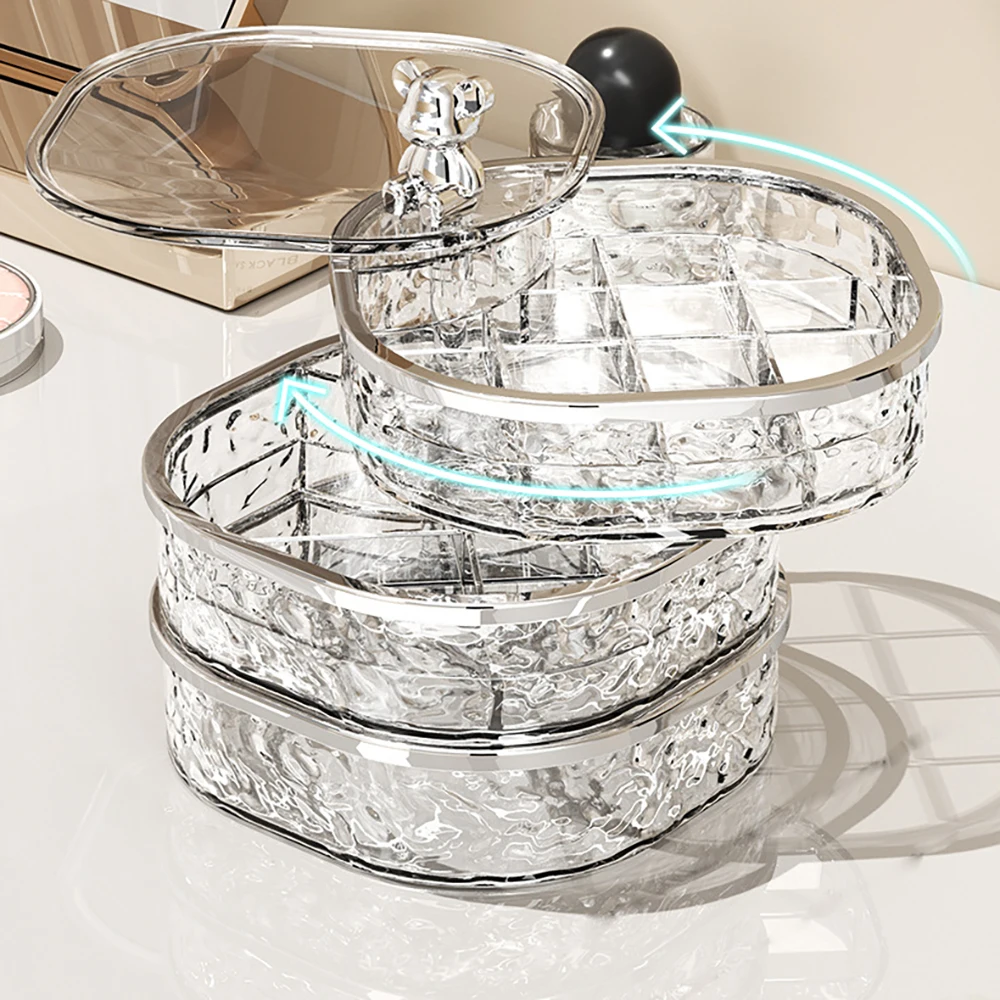 

Fashionable transparent crystal jewelry dust-proof storage box suitable for dressing table earrings necklaces rings bracelets