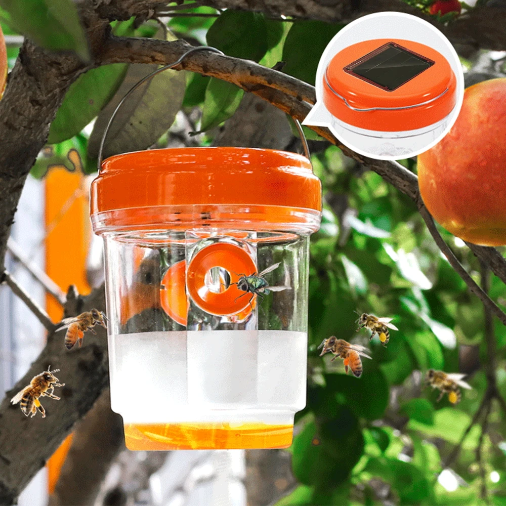 

Solar Powered Wasp Trap Outdoor Hanging Waterproof Insect Fruit Fly Trap Non-toxic Garden Trap Safe And Reusable Garden Supplies