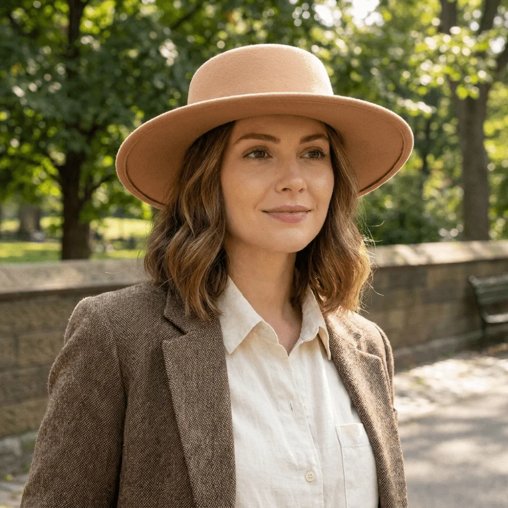 Solid Color Hepburn Style Bucket Hat Woolen British Style Wide Brim Felt Hat Fedora Hat Photography Decoration Women Jazz Hat