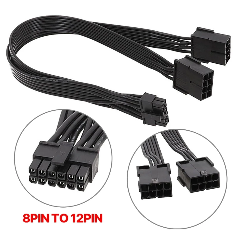 F3KE PCIe5.0 12VHPWR PSUs Power Cable 2 Port GPU 8pin to 12pin Power Supply Adapter