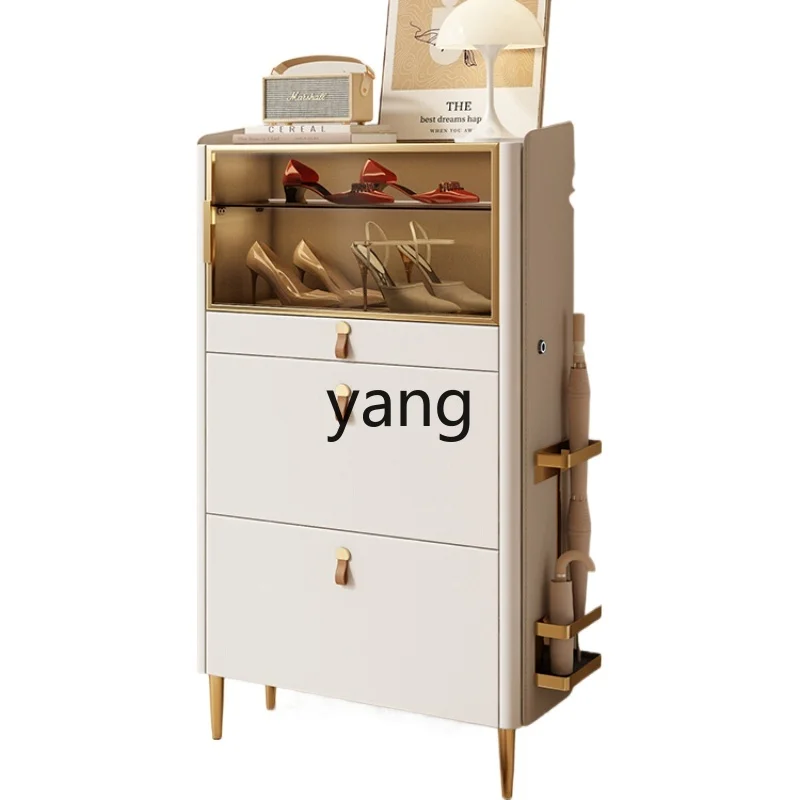 

Yjq Smart Shoe Cabinet Door Home Small Apartment Modern Stone Plate Narrow Thin against the Wall Tilting Hall Cabinet