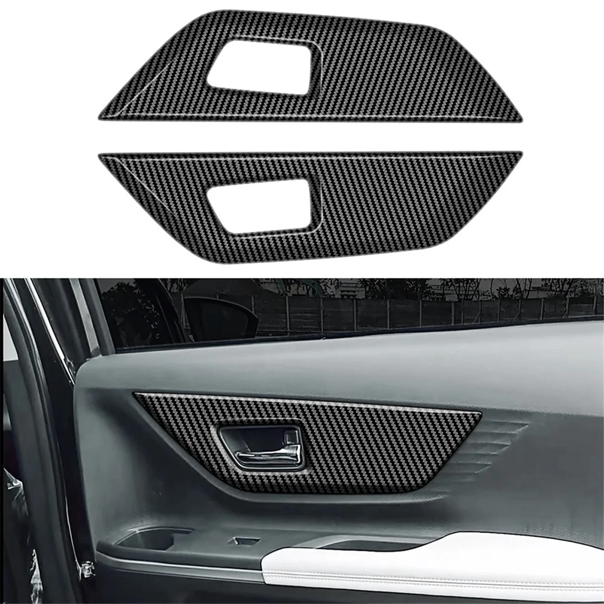 For Toyota Veloz Avanza 2022 2023 Carbon Fiber Automotive Interior Inner Rear Door Panel Strip Cover Frame Trim