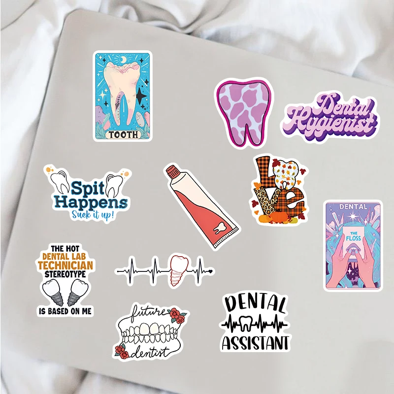 50 SZTUK Naklejek Dentystycznych Dentysta Album do Wyklejania Graffiti Laptop DIY Sklep Dentystyczny Zdrowie Bagaż Kreskówka Graffiti Wykwintne Naklejki