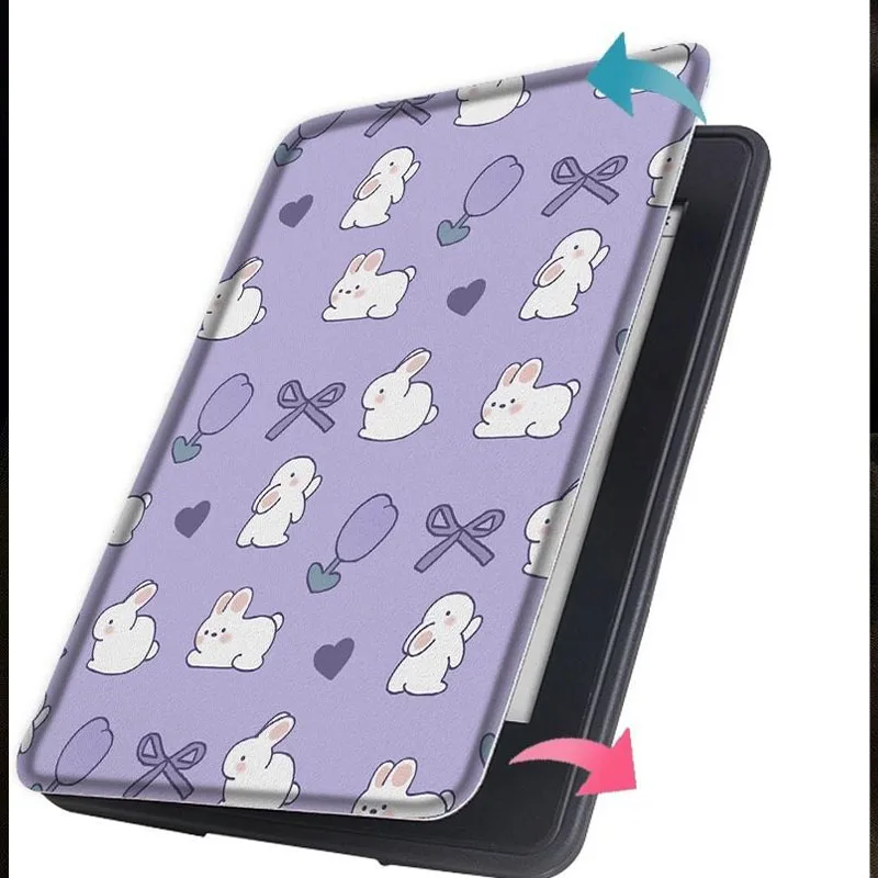 Cute Rabbit For Kindle Paperwhite Case 12th Generation 2024 Case 7 Inch PU Leather Stand Capa SA569P SA568B Auto Sleep Cover
