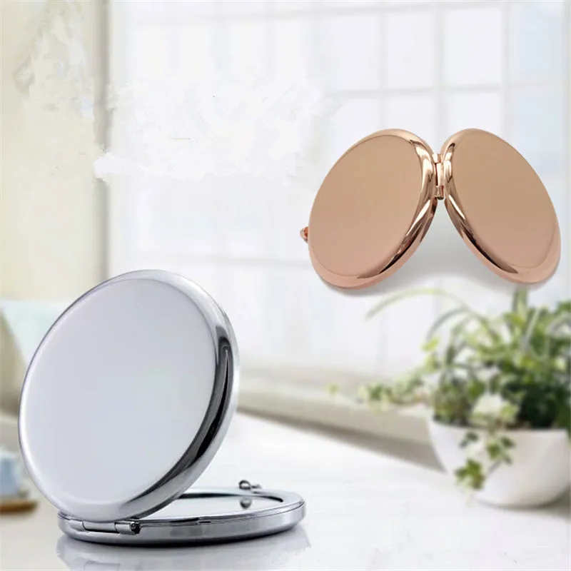 

GU03 1Pc Portable Makeup Mirror Solid Color Metal Round Case Double-Side Pop-Up Pocket Mirror Beauty Accessories Rose Gold