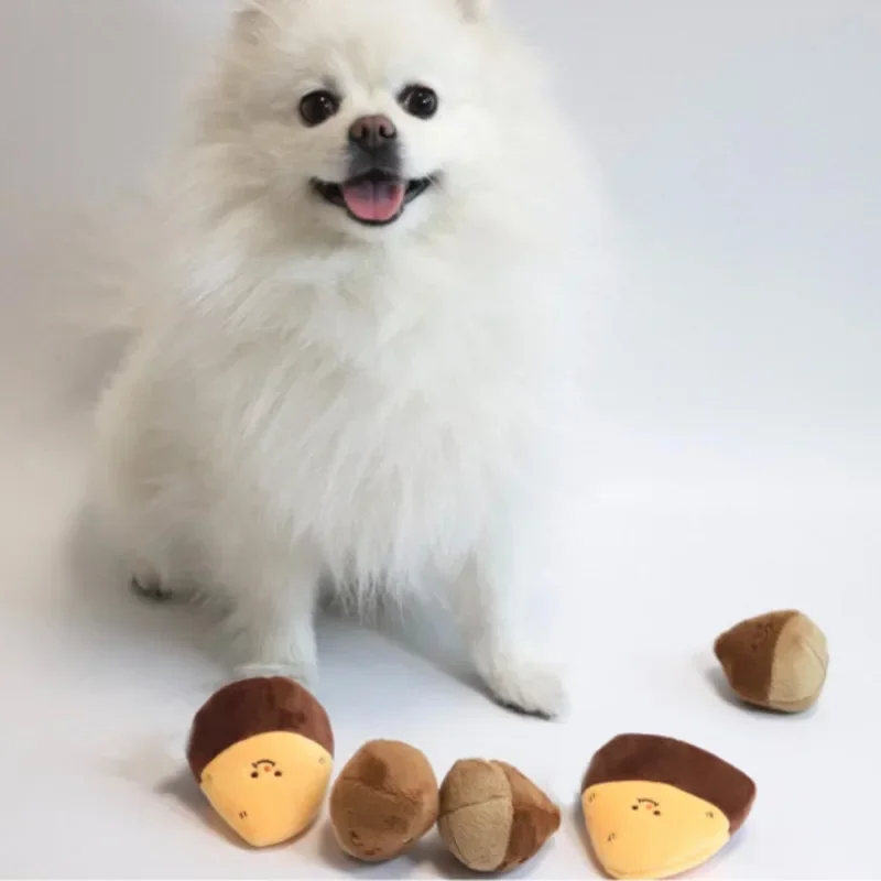 Ins Sweet Potato Chestnut Pet Dog Toy Hide Food Stuffed Toy Squeaky Interactive Toy Simulated Chestnut Birthday Gifts