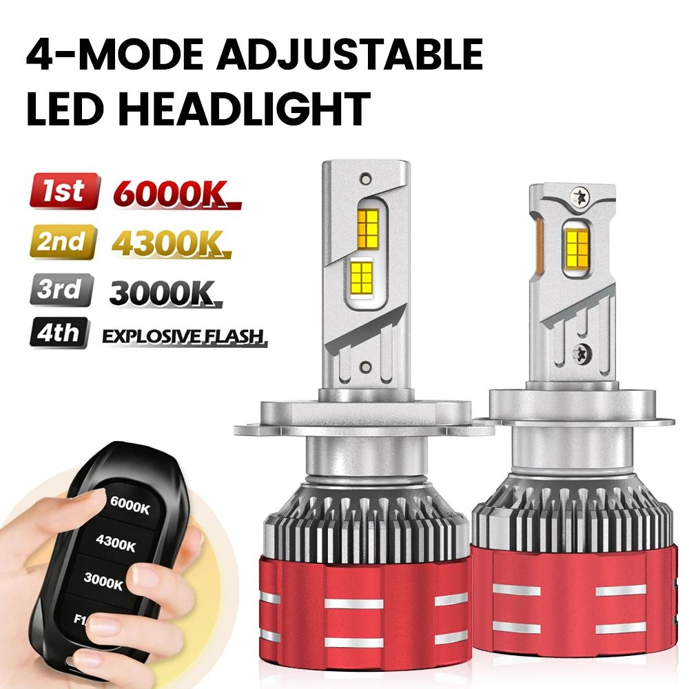

Auto Bulbs 3000K 4300K 6000K H7 H4 LED Car Headlight High Power Canbus Remote Control Headlamp 9005 HB3 9006 HB4 H1 H11 12V 24V