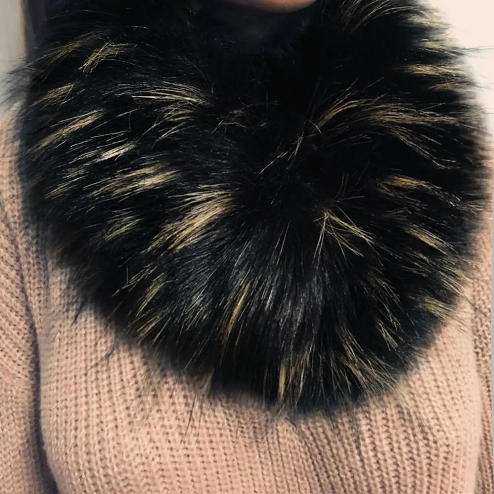 Winter Coat Faux Fur Fluffy Collar Scarf Wrap Fashion Sweater Neck Warmer Faux Fox Fur Collar Shawl Heart Shape Furry Fur Collar