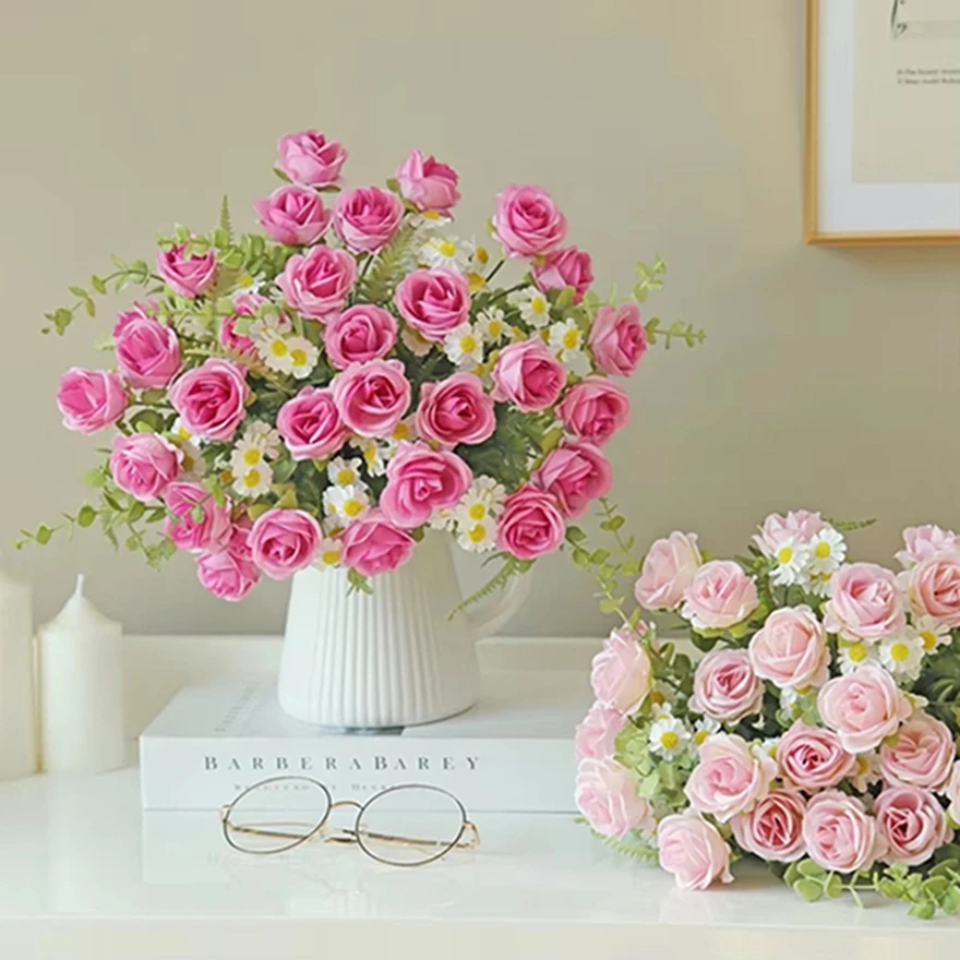 

Silk Roses Artificial Flowers Wedding Home Christmas Party Decoration Wreath Bridal Bouquet Table Arrangement Pretty Accessories