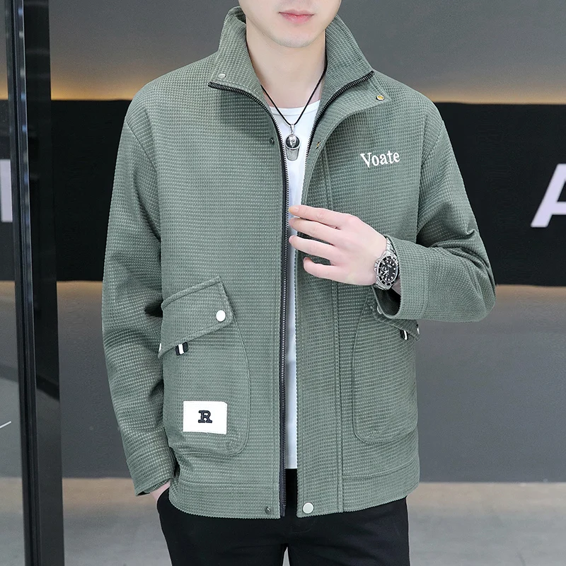 

Мужская демисезонная куртка с воротником-стойкой, высококачественная повседневная деловая куртка в корейском стиле, универсальная, для офиса, ветрозащитная, 2026