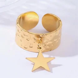 Korean Star Charm Open Ring For Women Gold SIlver Color Width Circle Smooth Metal Finger Ring Daily Wear Ins Party Jewelry