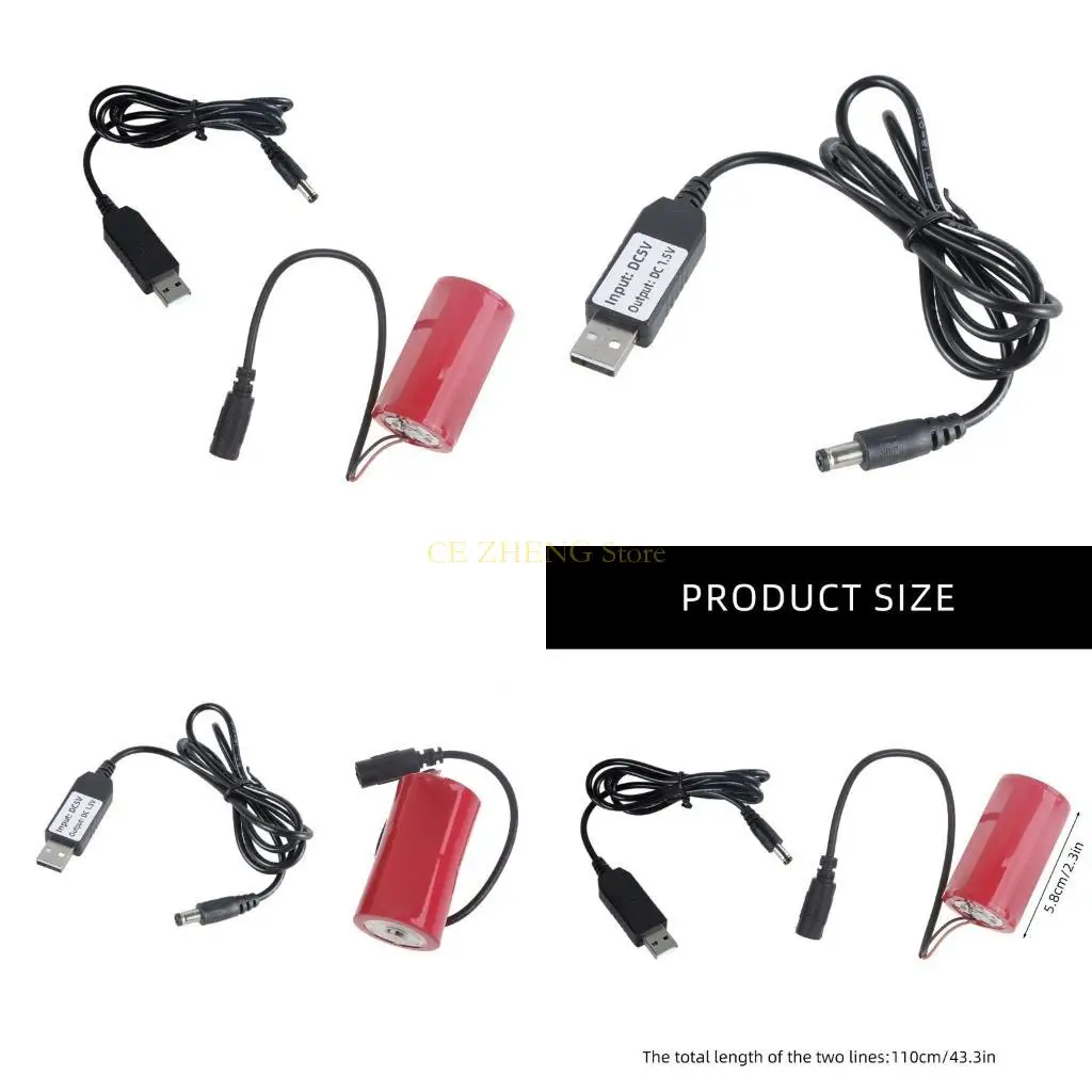 

E56B Universal USB To 1.5V LR20 D Battery Conversion Cable For Gas Equipment