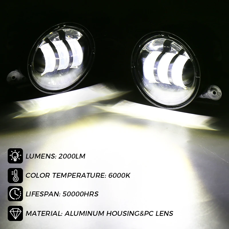 MOVOTOR 4-Inch LED Fog Lights 30W High-Intensity Off Road Fog Lamp for 2007-2017 Jeep Wrangler Unlimited JK