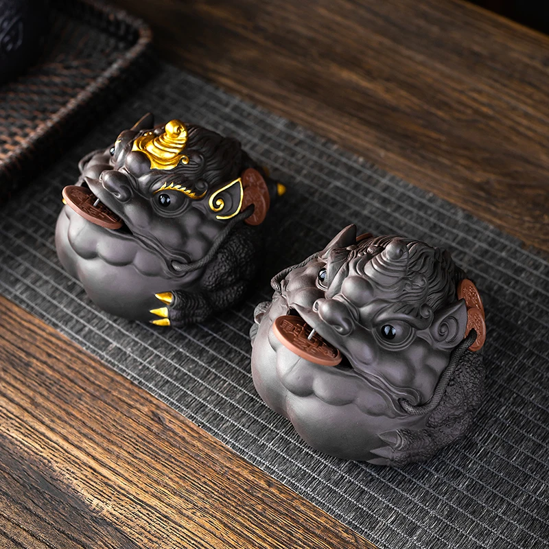 Purple sand Golden Toad tea pet decoration fine tea play fortune can raise kung fu tea set tea table accessories decoration