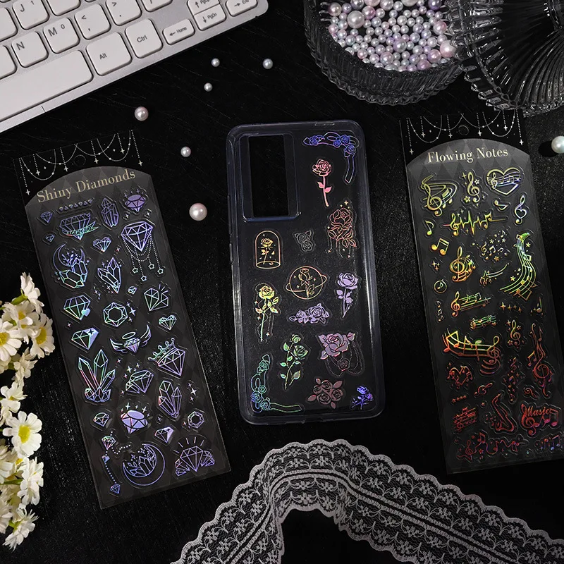 Basic Girl Cooka adesivo impermeabile Sticker Cooka Material Hand Account Decoration Ins Wind Laser Silver Korean System