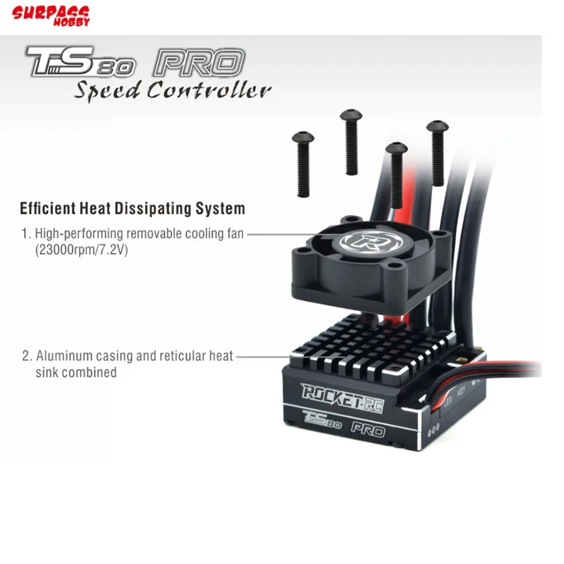 Surpass Hobby Rocket Supersonic 390 8.5T/10.5T/13.5T/17.5T Motor sem escova com sensor 80A 6-11V ESC para caminhão buggy 1/12 1/14