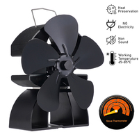 5 Blades Heat Powered Stove Fan Fireplace Fan Log/Wood/Pellet Burner Ecofan Quiet Efficient Heat Distribution Home Fireplace Fan