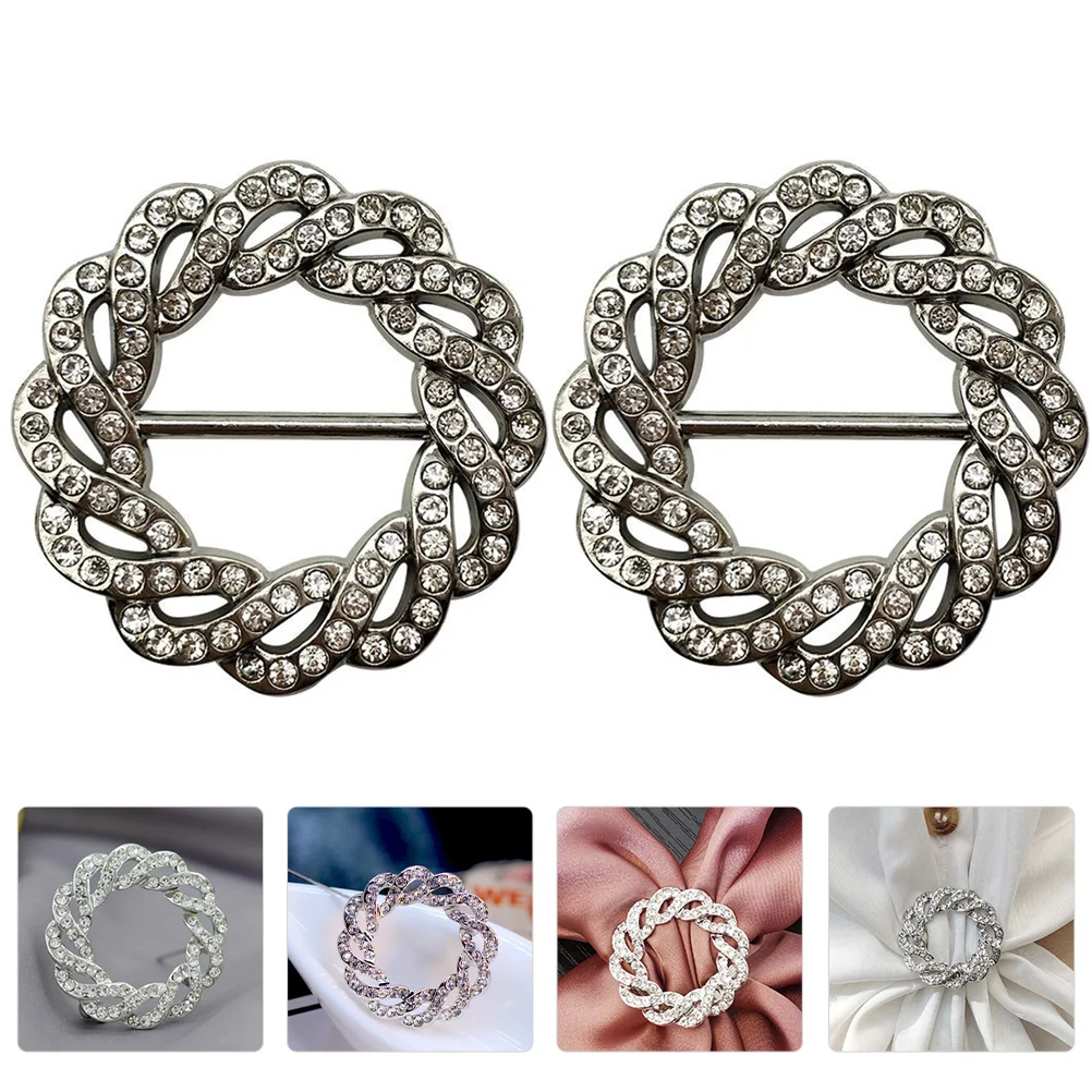 

2 Pcs Anti-explosion Buckle Boutonniere Pins Silk Scarf Shawl Alloy Women Women's T-shirt