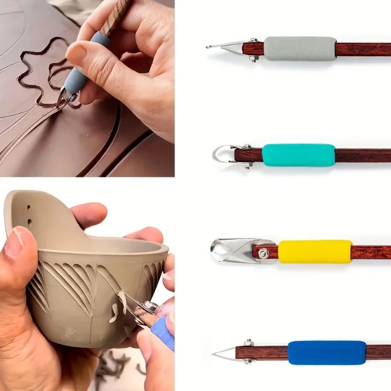 

Multi-Angle Rotating Wooden Clay Carving Tool Single Piece Pottery Ceramic Modeling Accessory,Ceramic Sculpting DIY Crafts