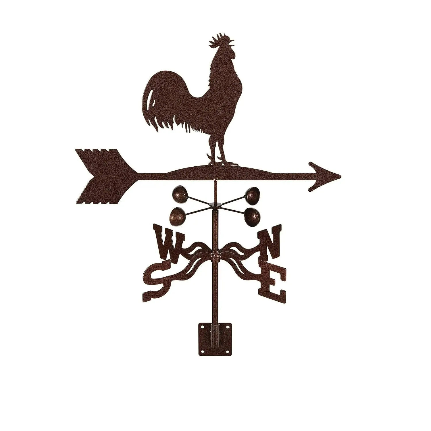EZ Vane Steel Rooster Weathervane with Wind Cups — Post Mount — Normal