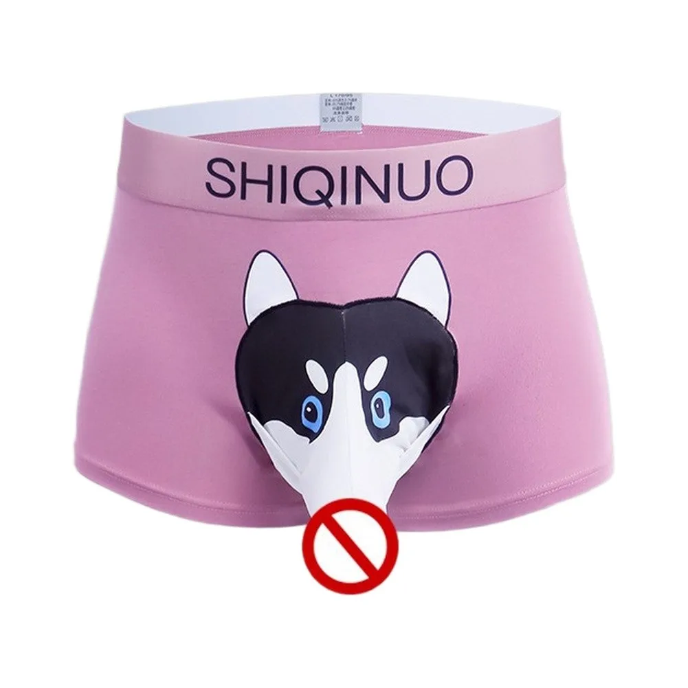 Men's 3D Pouch Boxer Shorts With Cute Dog Print Soft Breathable Modal Trunks Mid Waist Underwear For Comfort