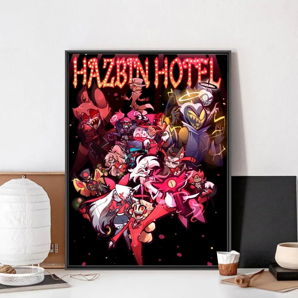 Cartoon H-Hazbin H-Hotel Poster DIY Poster Kraft Paper Vintage Poster Wall Art Painting Study Stickers Big Szie Wall Painting