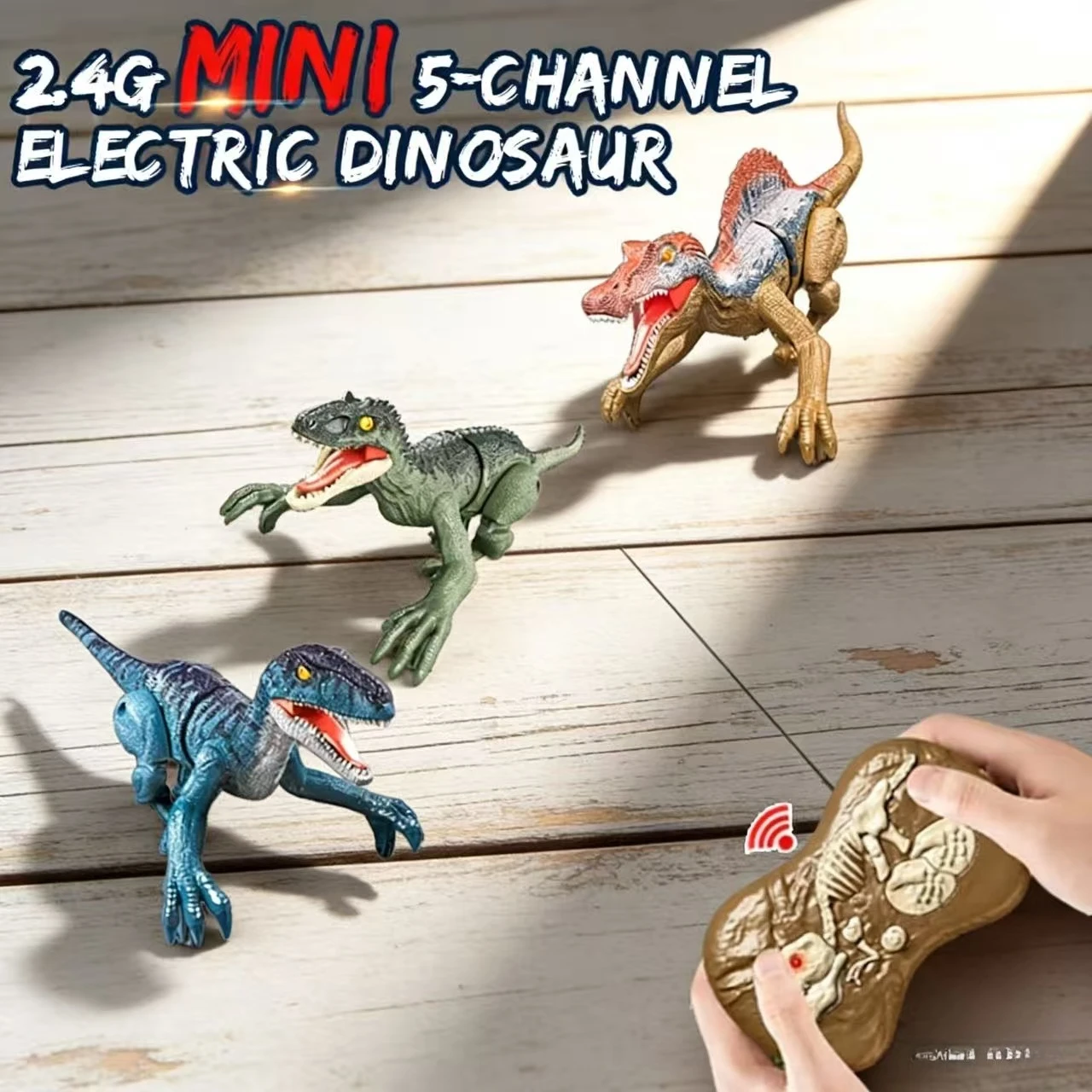 

2.4GHz RC Dinosaur Robot Toy, Mini Dinosaur with Sound Light Walks & Roars, Ideal Gift for Kids’ Birthday Christmas