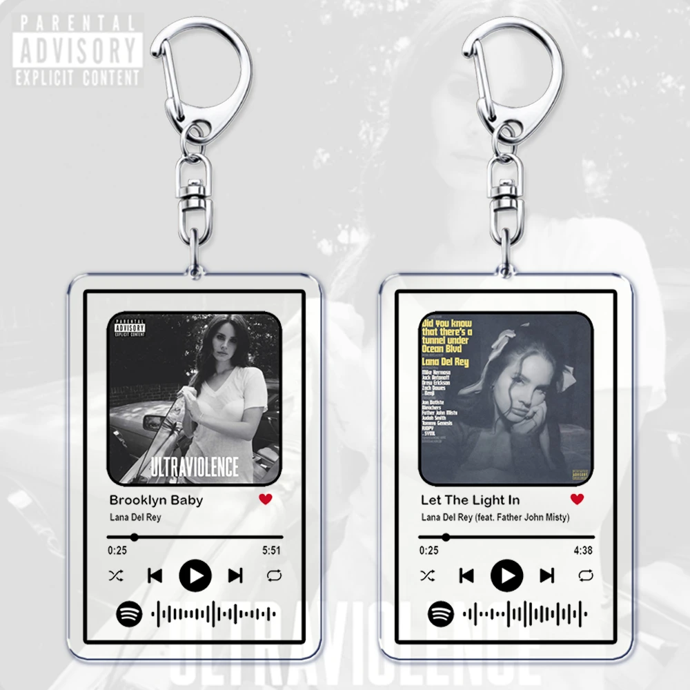 Hot Singer Lana Del Rey Keychain for Women Accessories Music Brooklyn BabyYoung and Beautiful Tough Keying Jewelry Fans Gifts