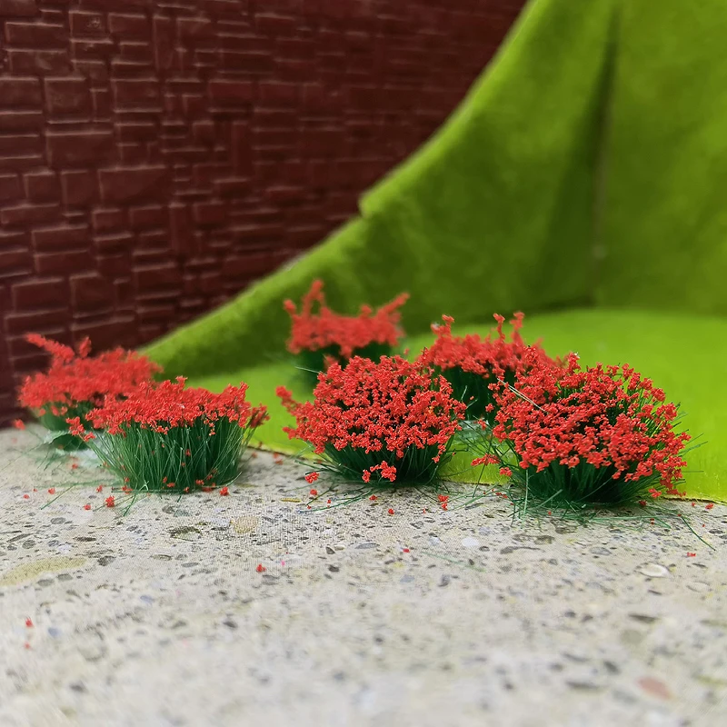 14/28/49 개/상자 소형 수제 DIY 꽃 클러스터 모델 모델 빌딩 인형 집 장식 규모 기차 철도 레이아웃