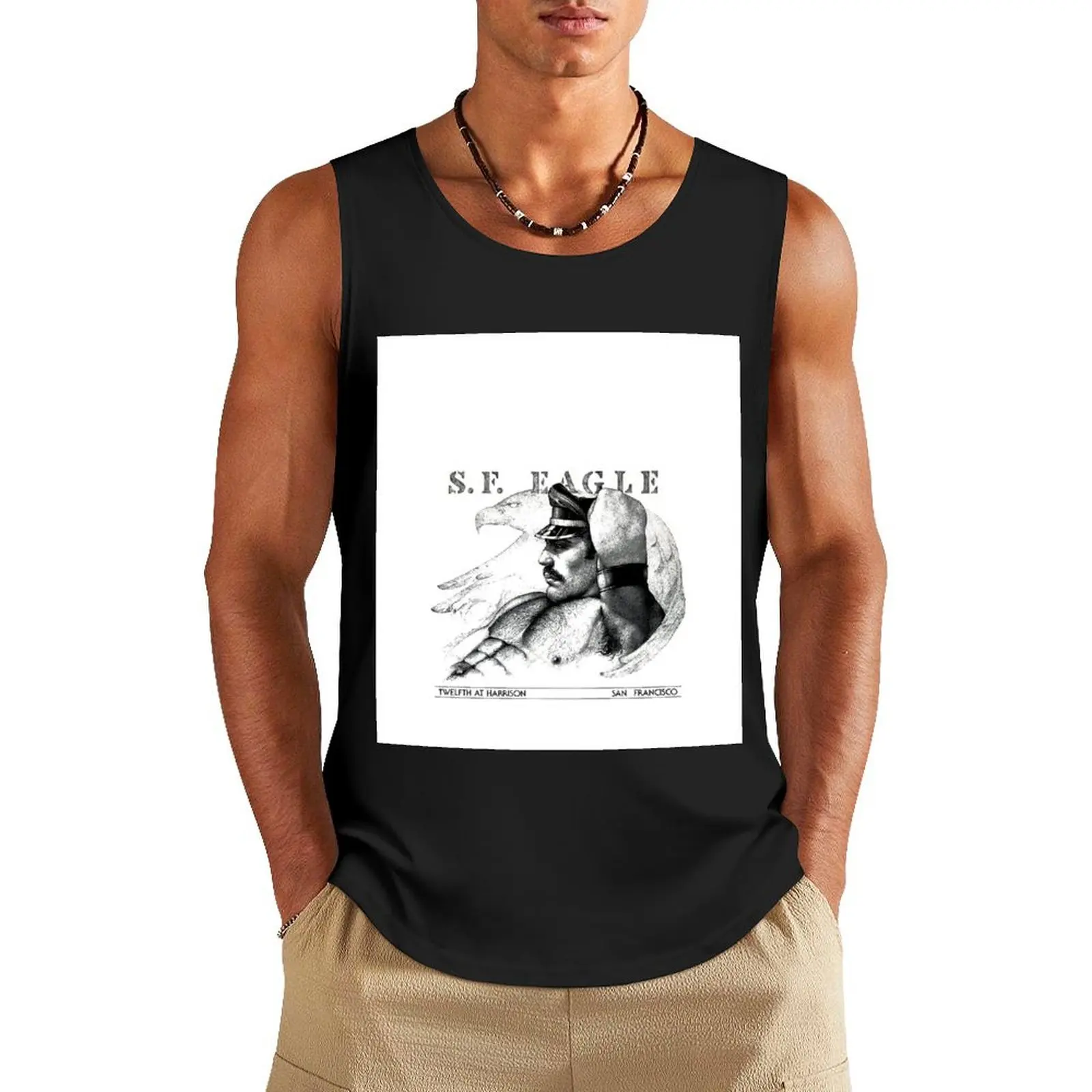 

San Francisco Eagle Vintage Retro LGBT Gay Leather Tank Top Man sleeveless shirt men clothings