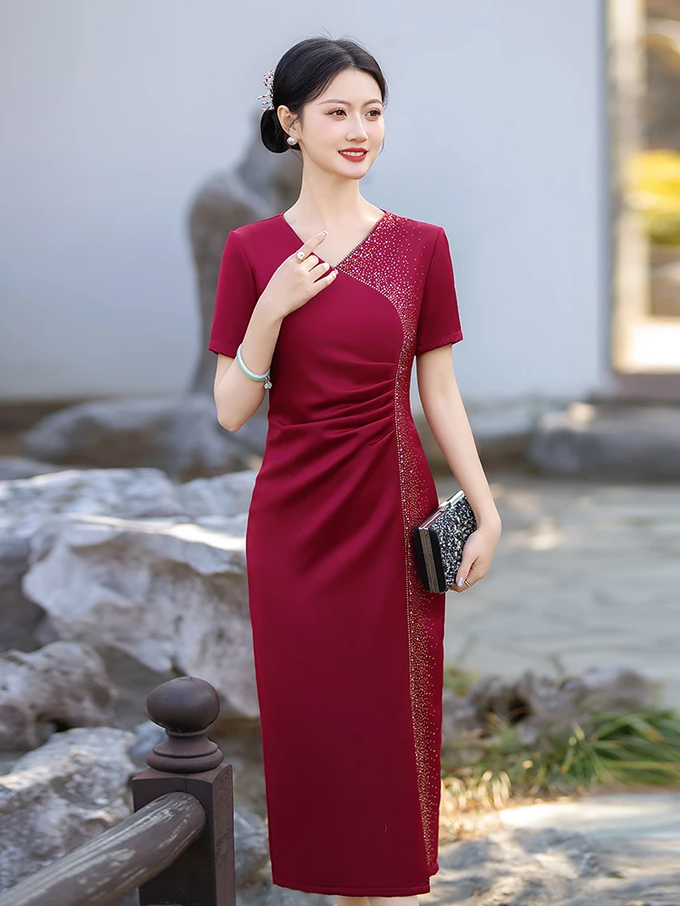 

Элегантное красное свадебное платье из высококачественного шелка в китайском традиционном стиле для молодых мам, подружек невесты и гостей на свадьбу