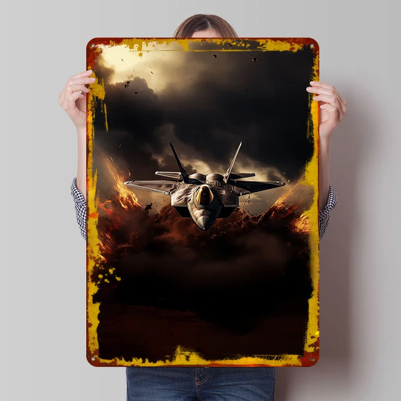 F22 Raptor V12 Tinplate Poster Customized Wall Art Vintage Retro Metal Signs for Garage Decoration Room Luxury Home Decor Items