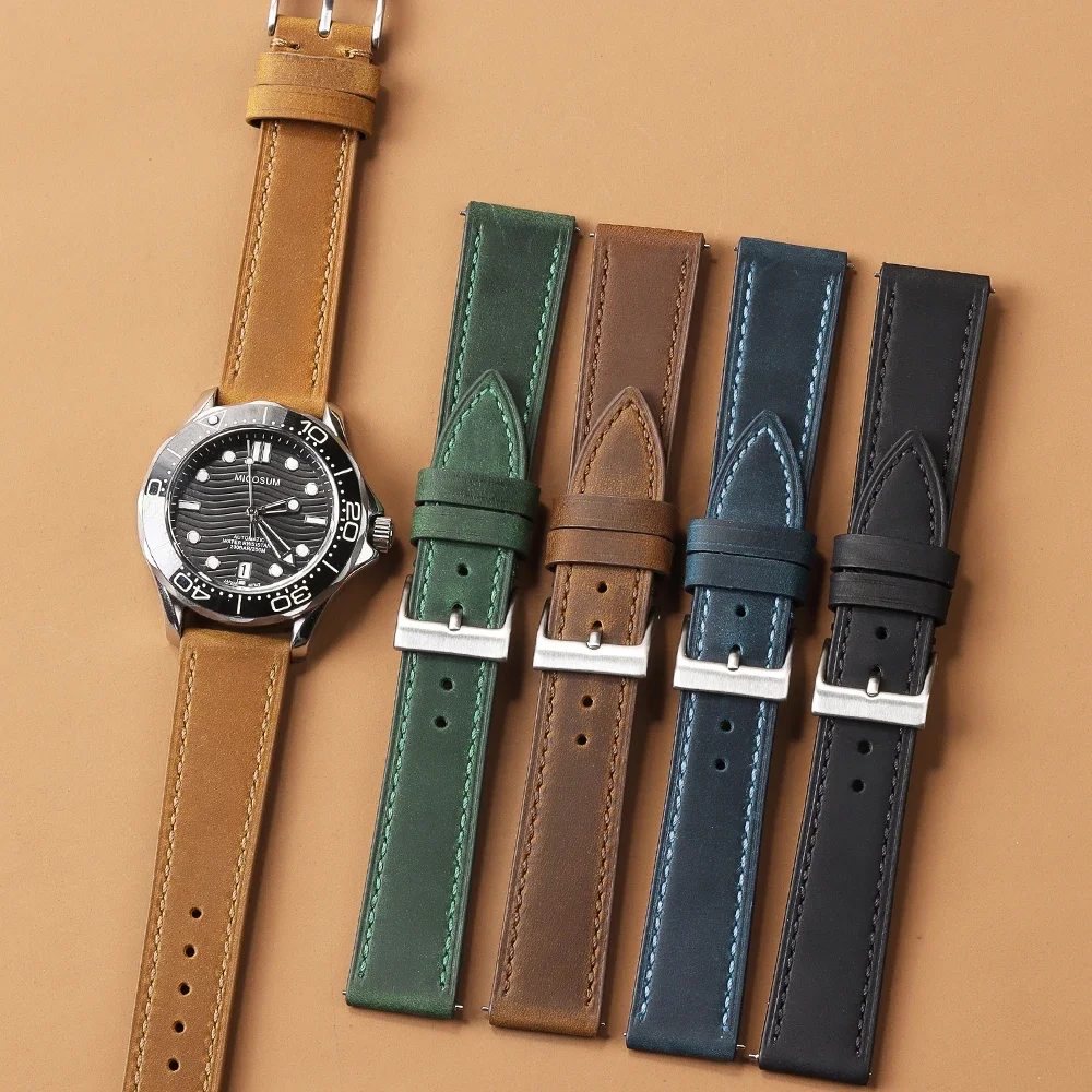 Vintage Watch Strap Quick Release Cowhide Watchband Smart  Watch Strap Accessories 18mm 19mm 20mm 21mm 22mm Bracelet