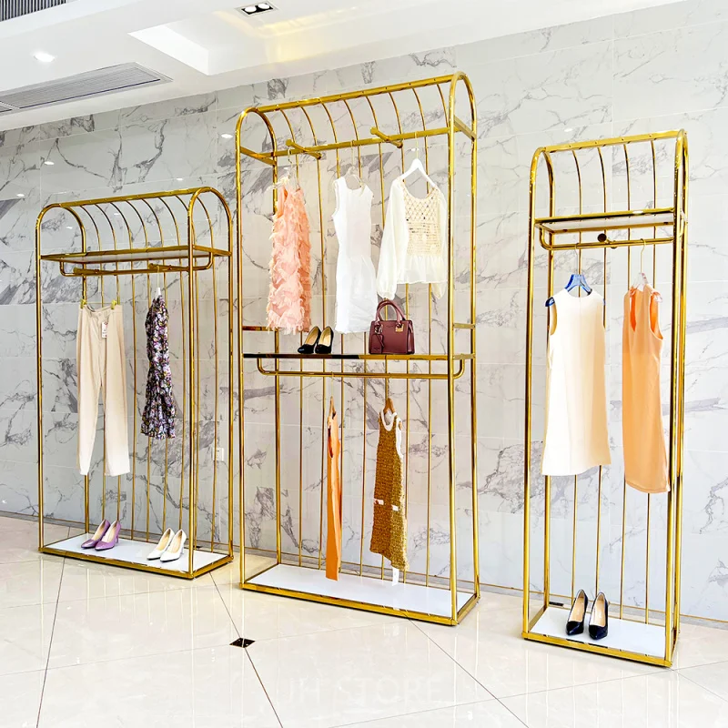 customized.Boutique Heavy Duty Disassemble Hanging Garment Rack Metal Clothes Shelve Rack Clothing Rail Display Stand C