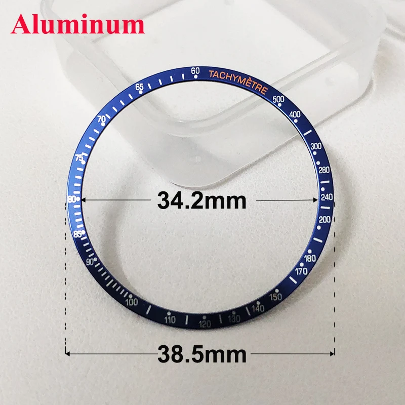 Flat 38.5mm*34.2mm Aluminium Bezel Insert Fit For 40mm to 42mm Speed Master VK63 Watch Case Watch Ring Accessories Replacement