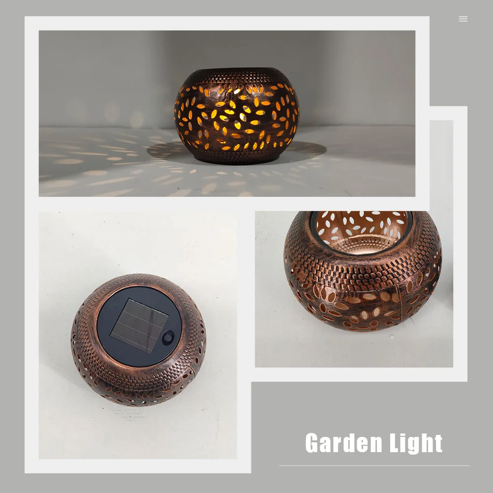 

1pc Metal Decorative Lamp Industrial Style Light Hollowed-Out Round Lawn Floor Lighting Garden Decor LED Outdoor
