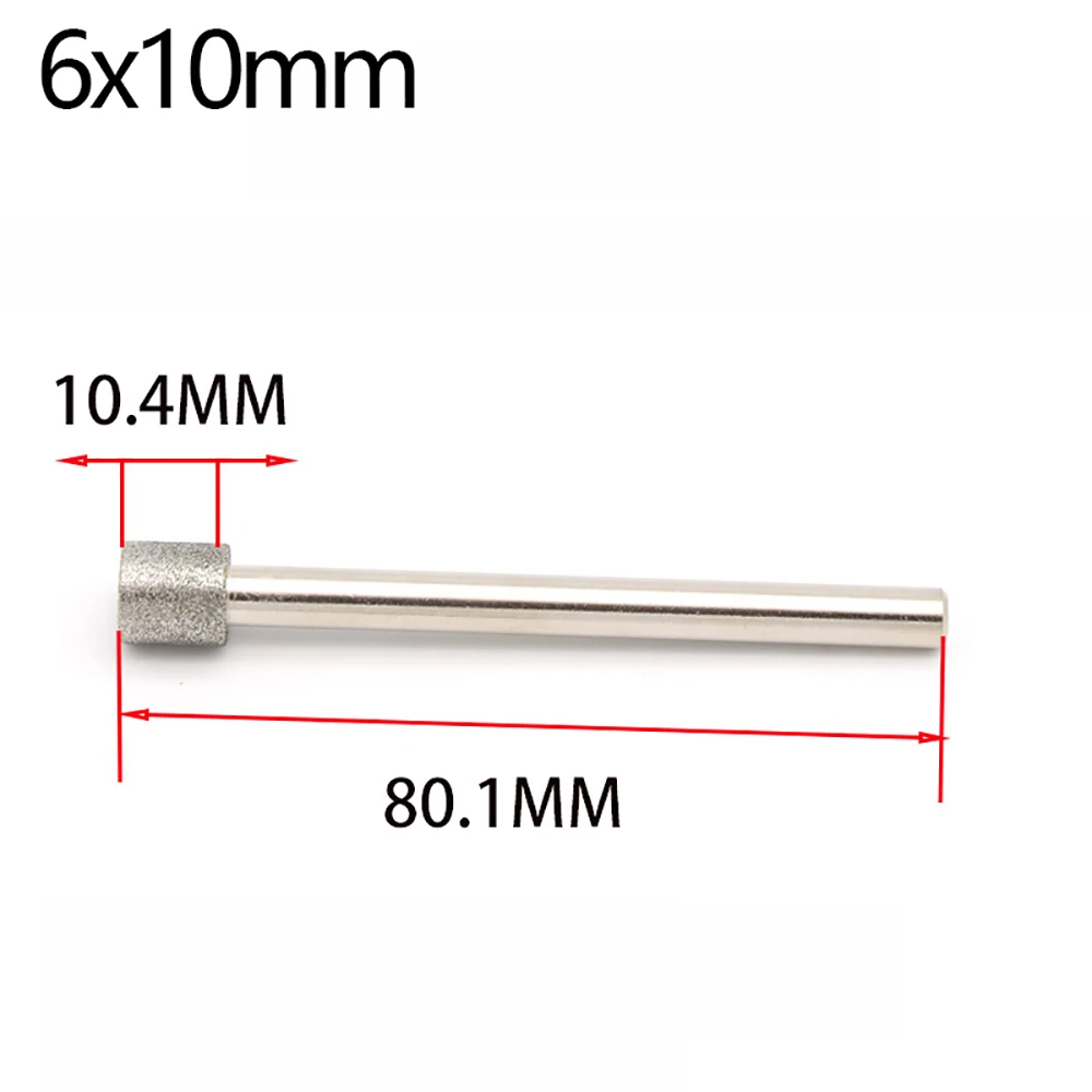 เพชร Burr กระบอกหัวเจียร6MM Shank Abrasive ล้อหยกเครื่องประดับสร้อยข้อมือแก้วแกะสลักหินขัดเครื่องมือ Burrs บิต