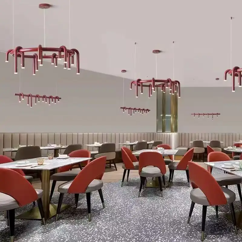 

French Black/Red U-shaped LED Design Chandelier lustre Kitchen dining room Decorative Ceiling home Luxury Hanging Light
