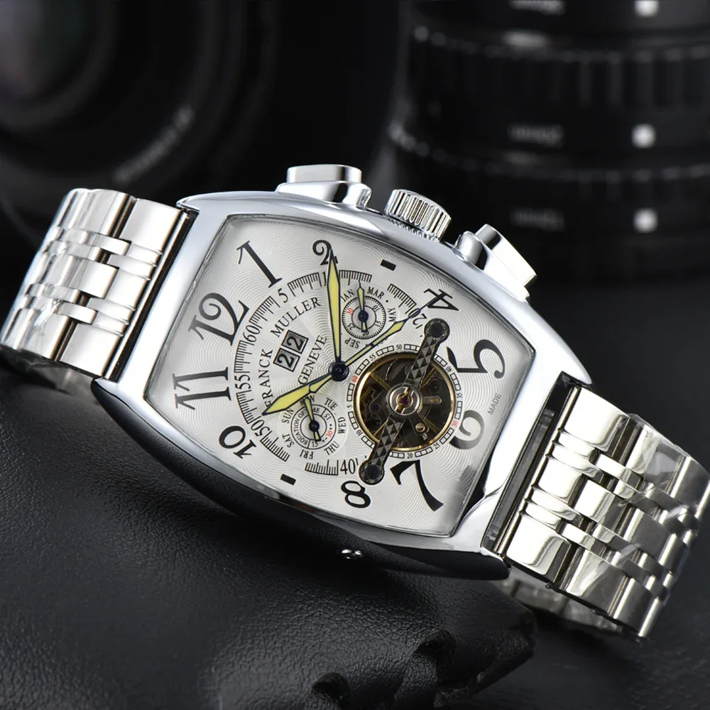 Распродажа, высококачественные брендовые Женевские часы FRANCK MULLER для мужчин, многофункциональные автоматические механические часы с фазами Луны, часы AAA Распродажа, высококачественные брендовые Женевские часы FRANCK MULLER для мужчин, многофункциональные автоматические механические часы с фазами Луны, часы AAA