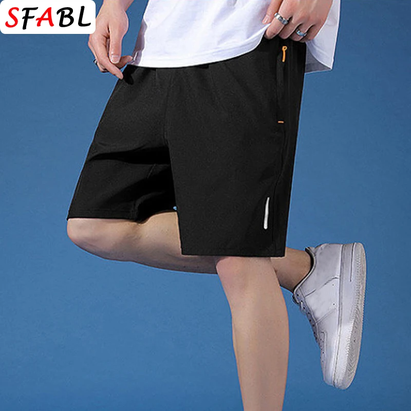 Breathable Summer Casual Shorts Men Quick Dry Comfortable Shorts Jogging Running Gym Fitness Sports Short Pants Men Black XXXL